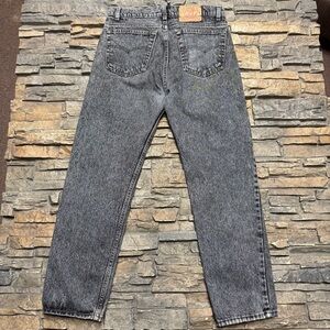 Vintage Levis 505 Jeans Mens 33x30 Gray Black Denim Faded Stone Straight Leg VTG
